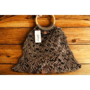 GaBaangs Hoop Handle Sequin Bag Brown Tote NWOT